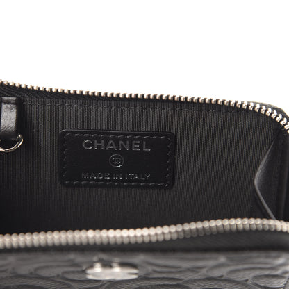 Chanel Caviar Camellia Embossed Key Holder Case Black 6 of 8