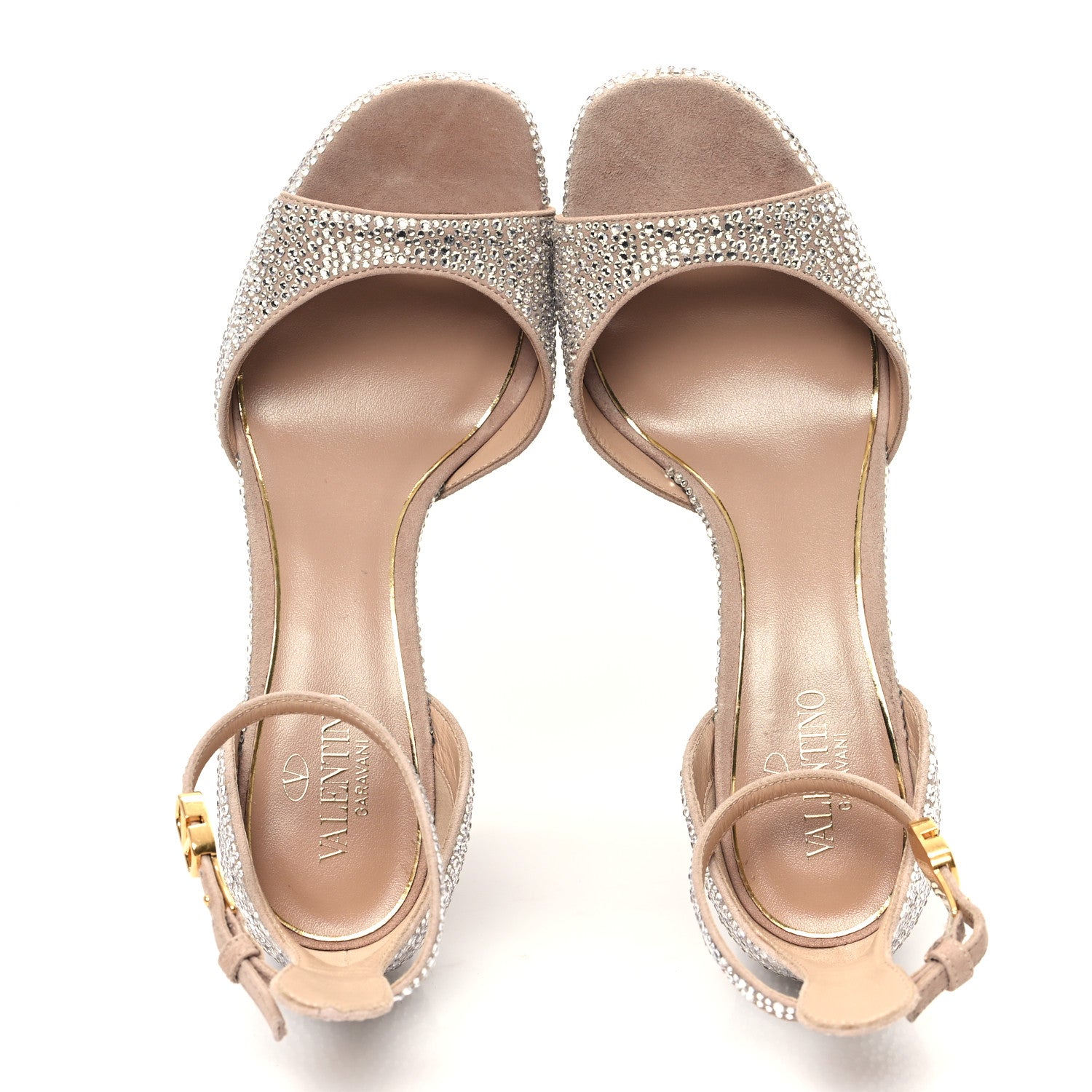 Valentino Garavani Crystal Suede Tan-Go 50/120mm Platform Sandals 37 Rose Cannelle 2 of 10