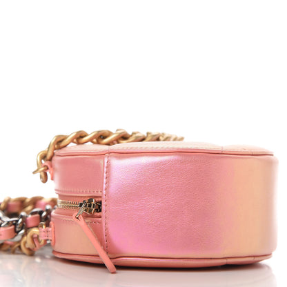 Chanel Iridescent Calfskin Quilted Chanel 19 Round Clutch With Chain Pink 6 of 10