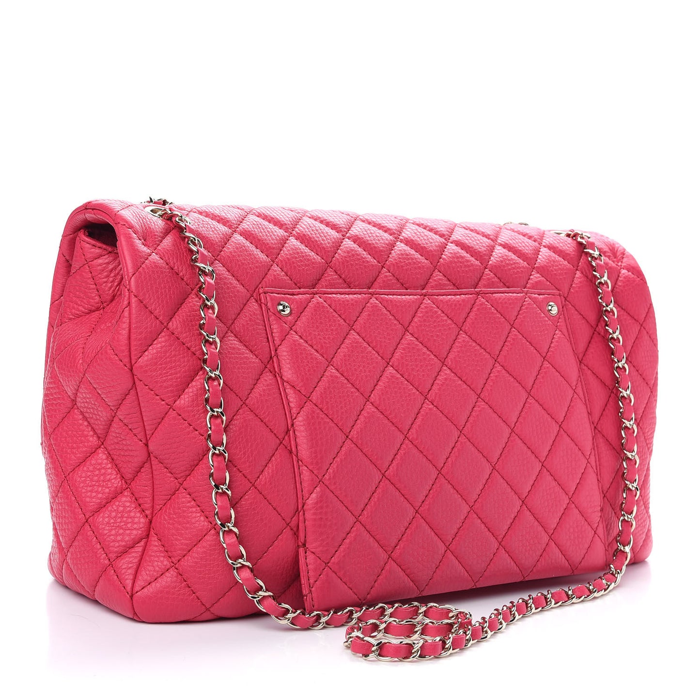 Calfskin Quilted Small XXL Travel Flap Bag Dark Pink