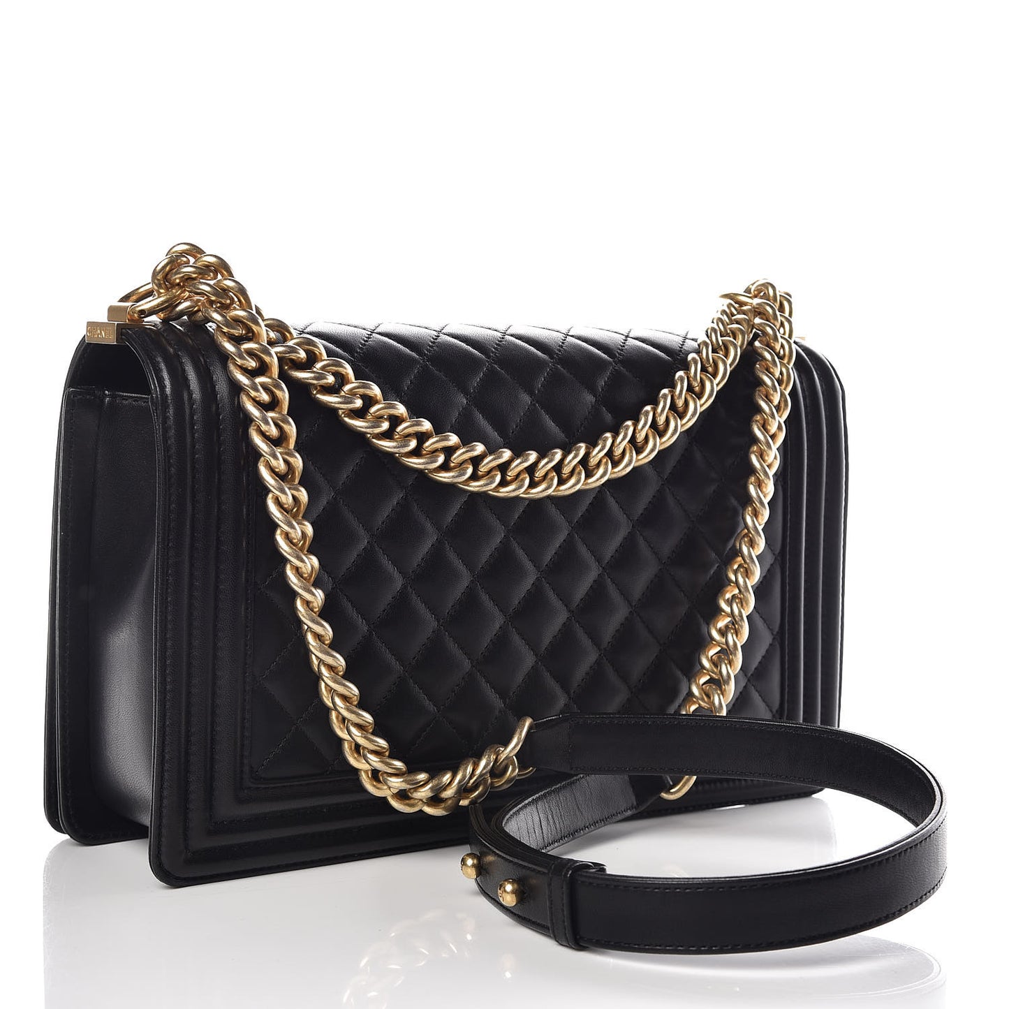 Lambskin Quilted New Medium Boy Flap Black