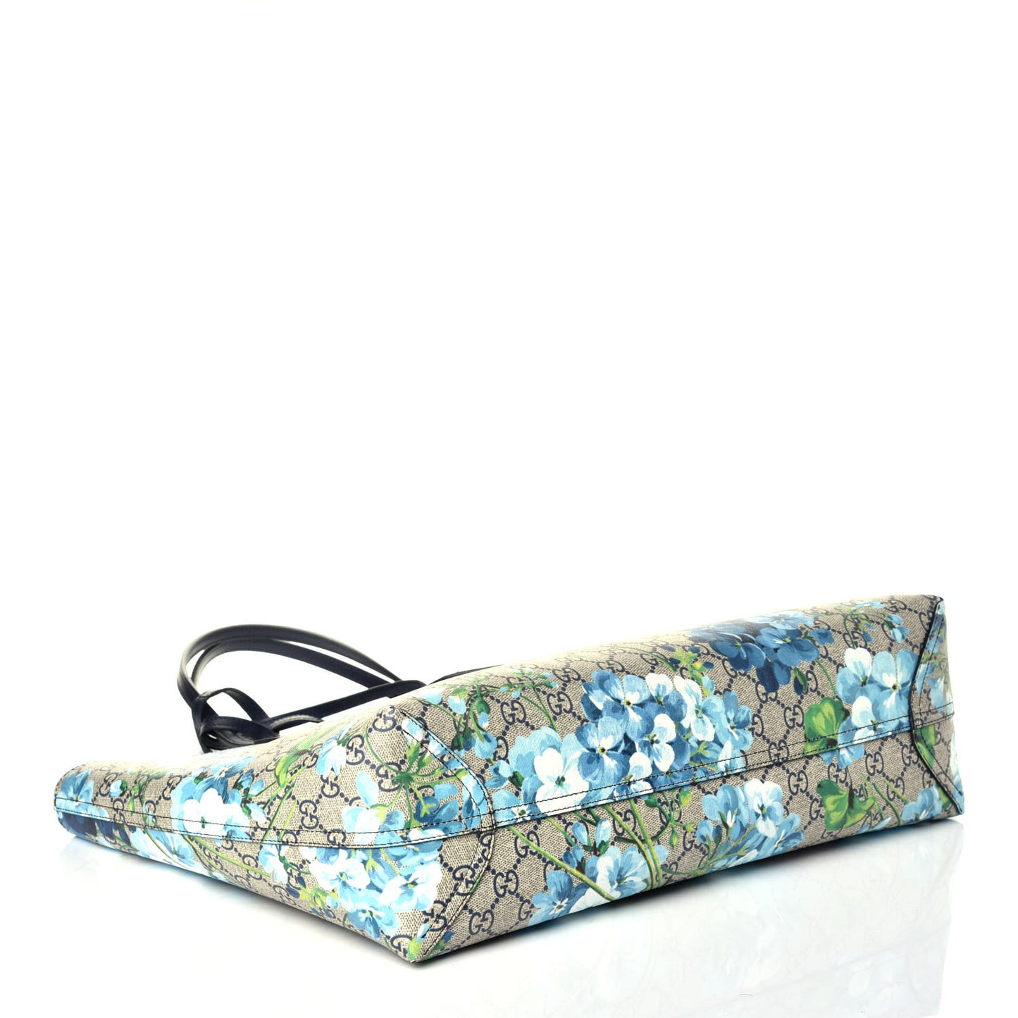 GG Supreme Monogram Blooms Medium Reversible Tote Beige Blue Navy