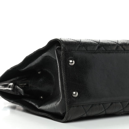 Chanel Crumpled Grained Calfskin Quilted CC Crave Tote Black 6 of 9