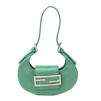 Fendi Silk Satin Mini Cookie Hobo Bag Spring Turquoise 1 of 9