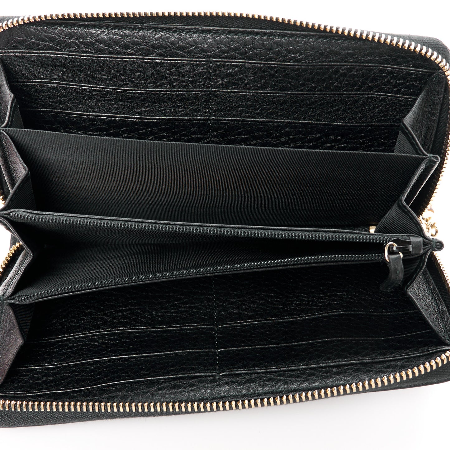 Pebbled Calfskin Bamboo Tassel Zip Around Wallet Black
