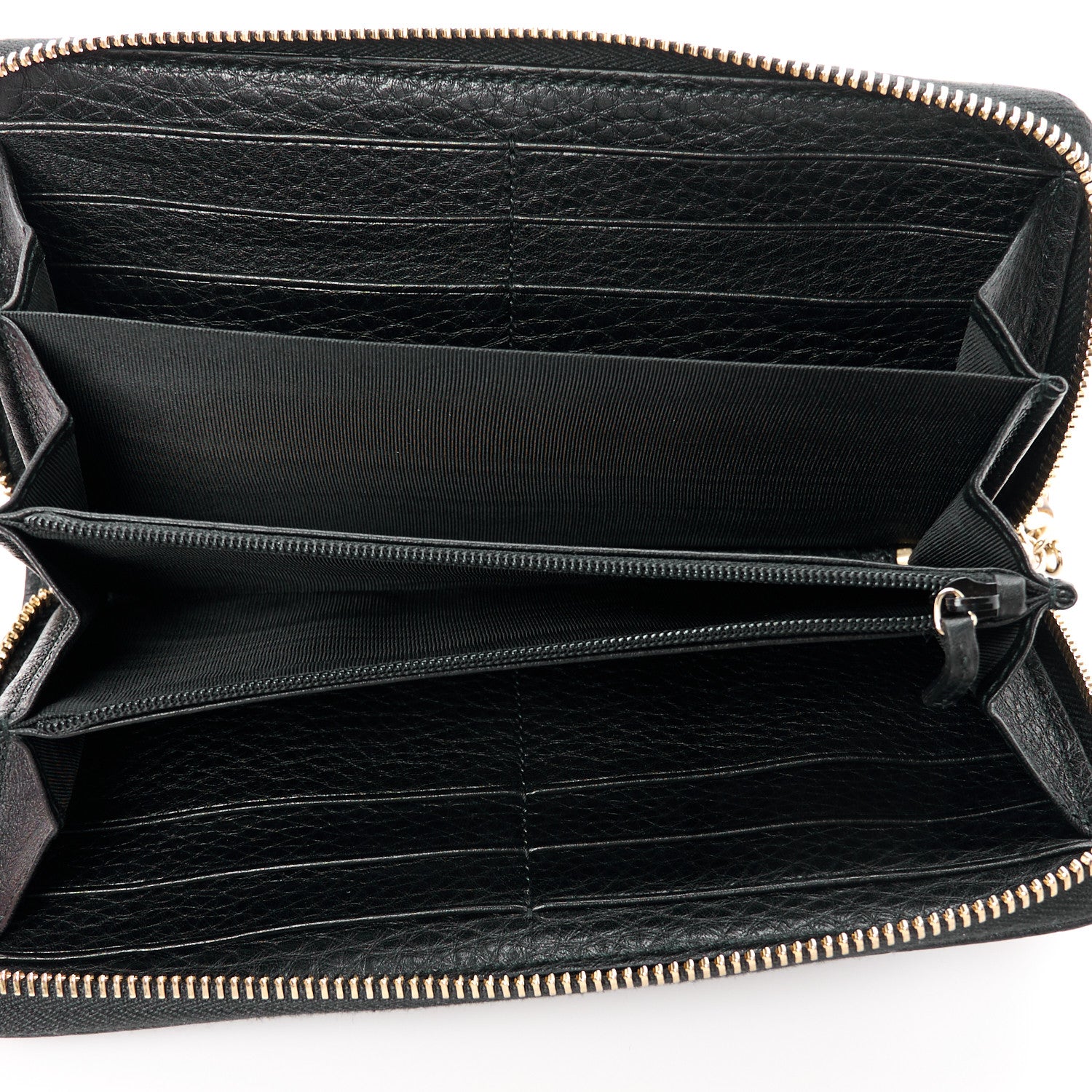 Gucci Pebbled Calfskin Bamboo Tassel Zip Around Wallet Black 5 of 9