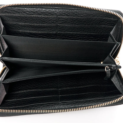 Gucci Pebbled Calfskin Bamboo Tassel Zip Around Wallet Black 5 of 9