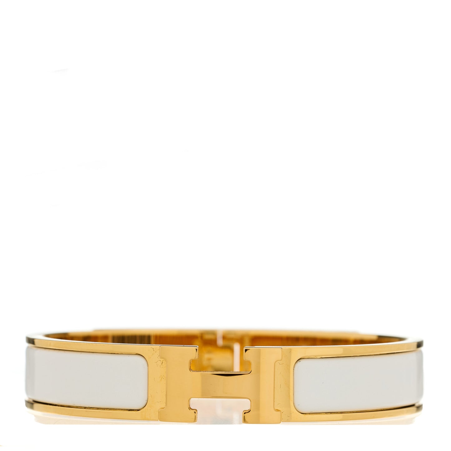 Enamel Narrow Clic Clac H Bracelet GM White