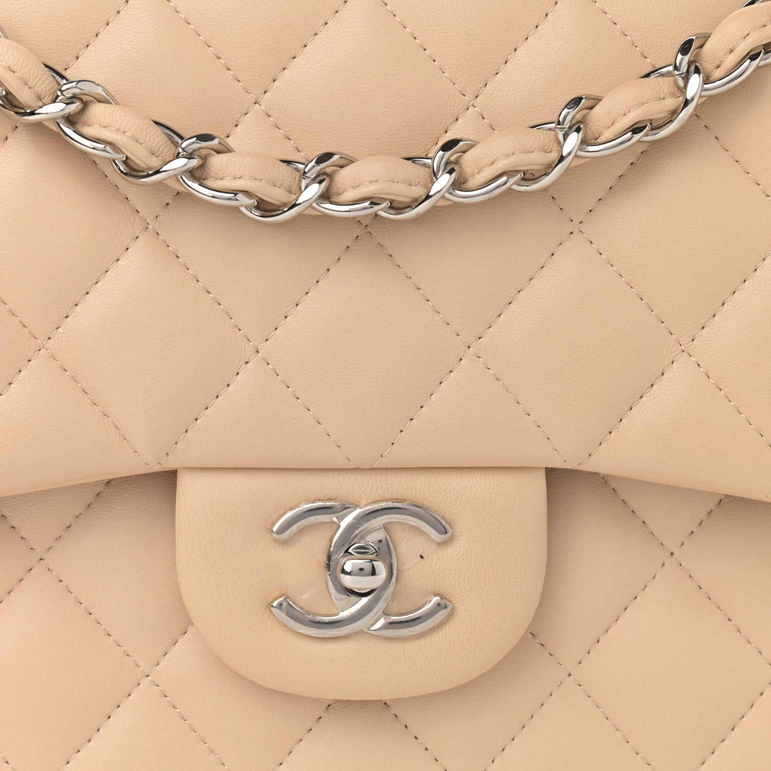 Chanel Lambskin Quilted Jumbo Double Flap Beige 9 of 10