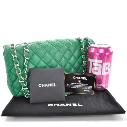 Chanel Calfskin Perforated East West Flap Green 3 of 11