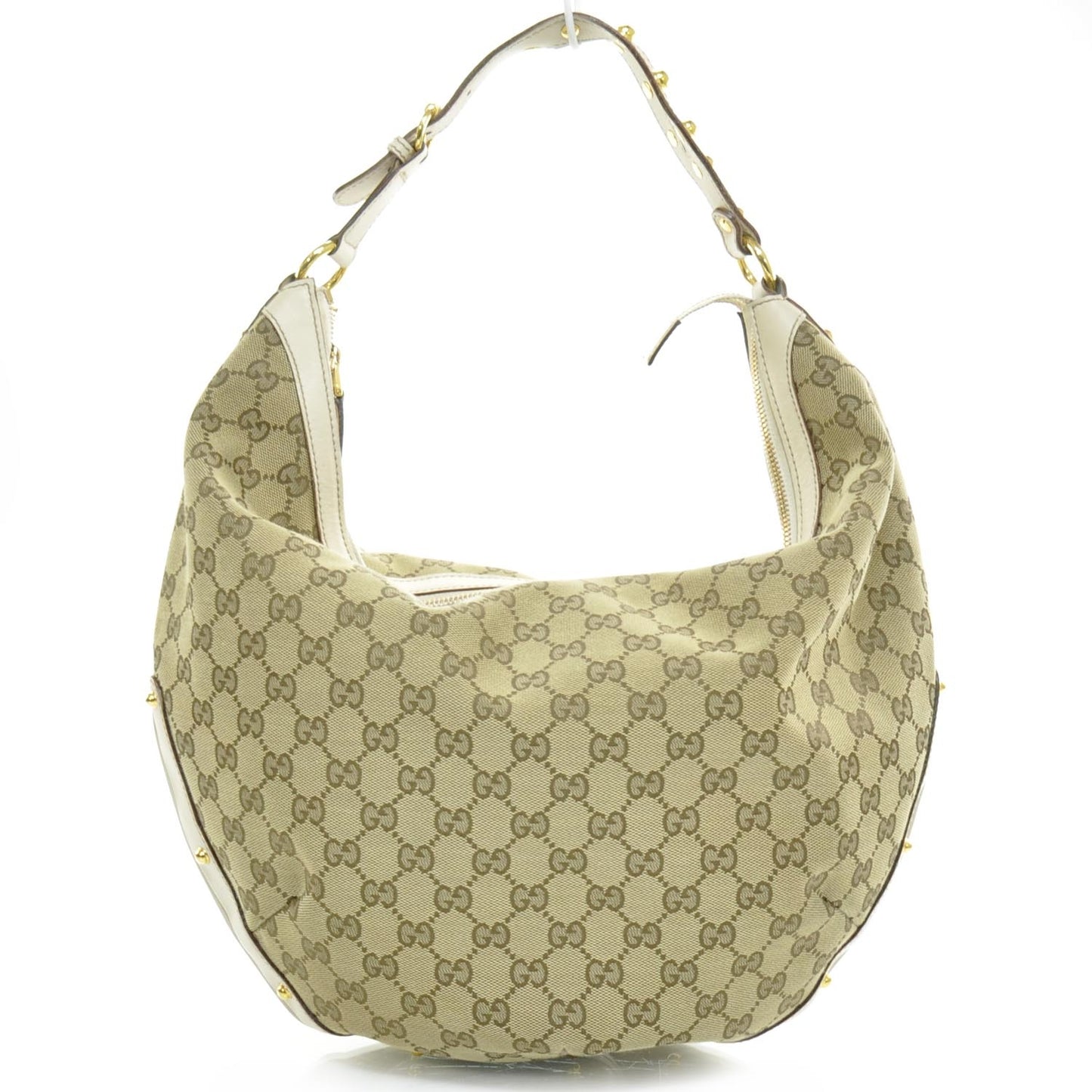 Monogram Large Studded Hobo Ivory