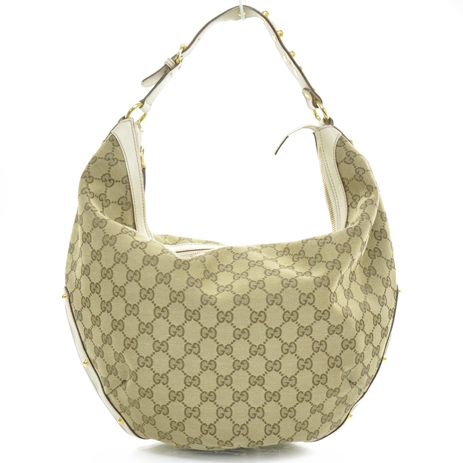 Gucci Monogram Large Studded Hobo Ivory 1 of 9