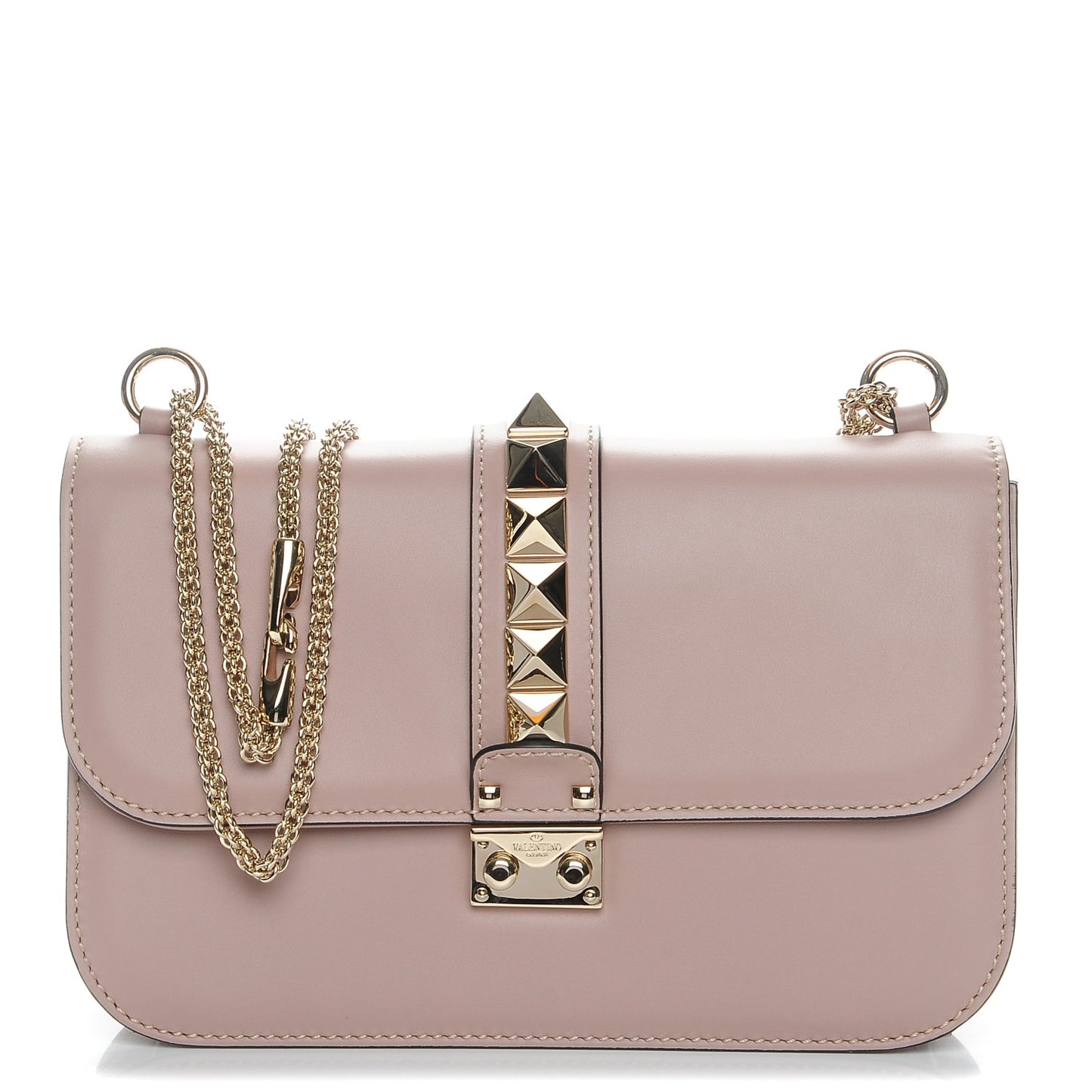 Vitello Medium Glam Lock Rockstud Flap Poudre