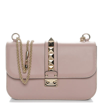 Valentino Garavani Vitello Medium Glam Lock Rockstud Flap Poudre 1 of 7