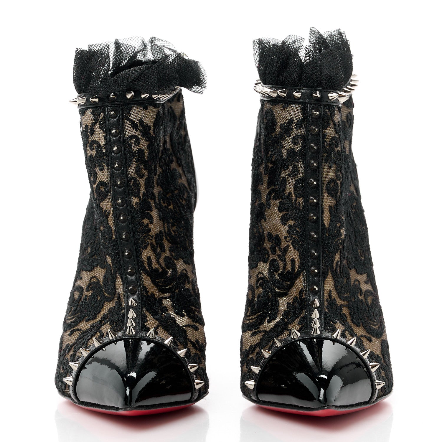Christian Louboutin CHRISTIAN LOUBOUTIN Lace Studded Pigalle 100 Booties 36 Black 2 of 9