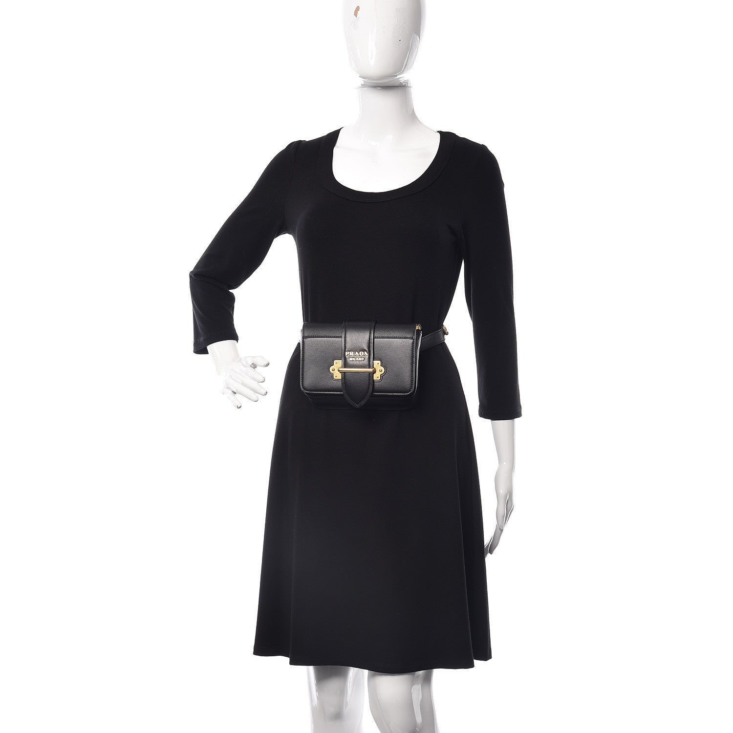 Prada Saffiano City Calf Cahier Belt Bag Black 3 of 10