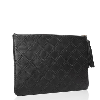 Chanel Calfskin Quilted Tassel CC Cosmetic Case Black 3 of 8