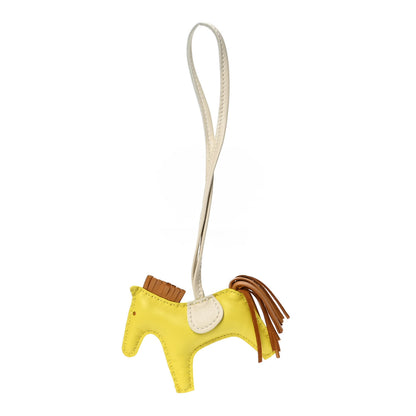 Hermes Milo Lambskin Grigri Rodeo Horse Bag Charm PM Lime Sesame Craie 1 of 4