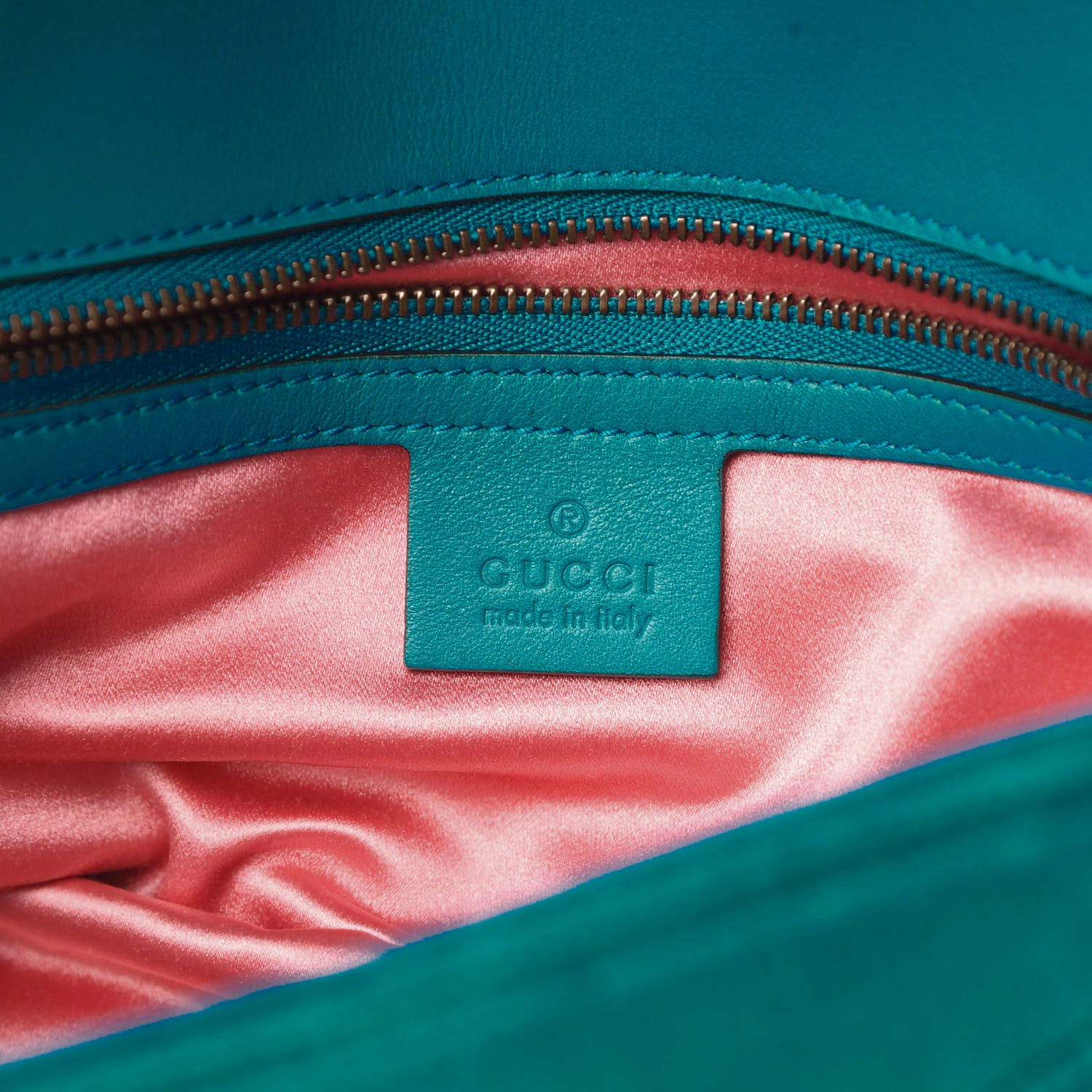 Gucci Velvet Matelasse Small GG Marmont Shoulder Bag Pavone Cyan 6 of 13