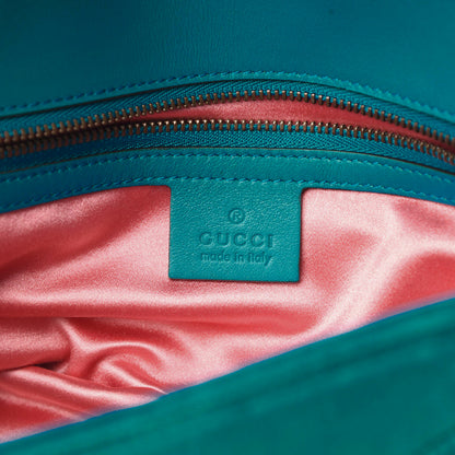 Gucci Velvet Matelasse Small GG Marmont Shoulder Bag Pavone Cyan 6 of 13