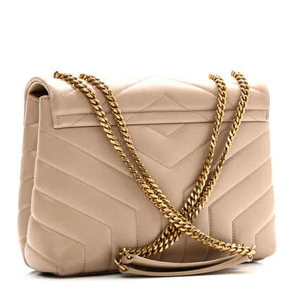 Saint Laurent Calfskin Y Quilted Monogram Small Loulou Chain Satchel Dark Beige 3 of 11