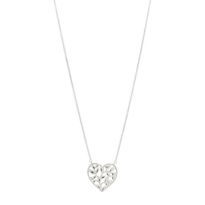 Tiffany Sterling Silver Paloma Picasso Olive Leaf Heart Pendant Necklace 1 of 5