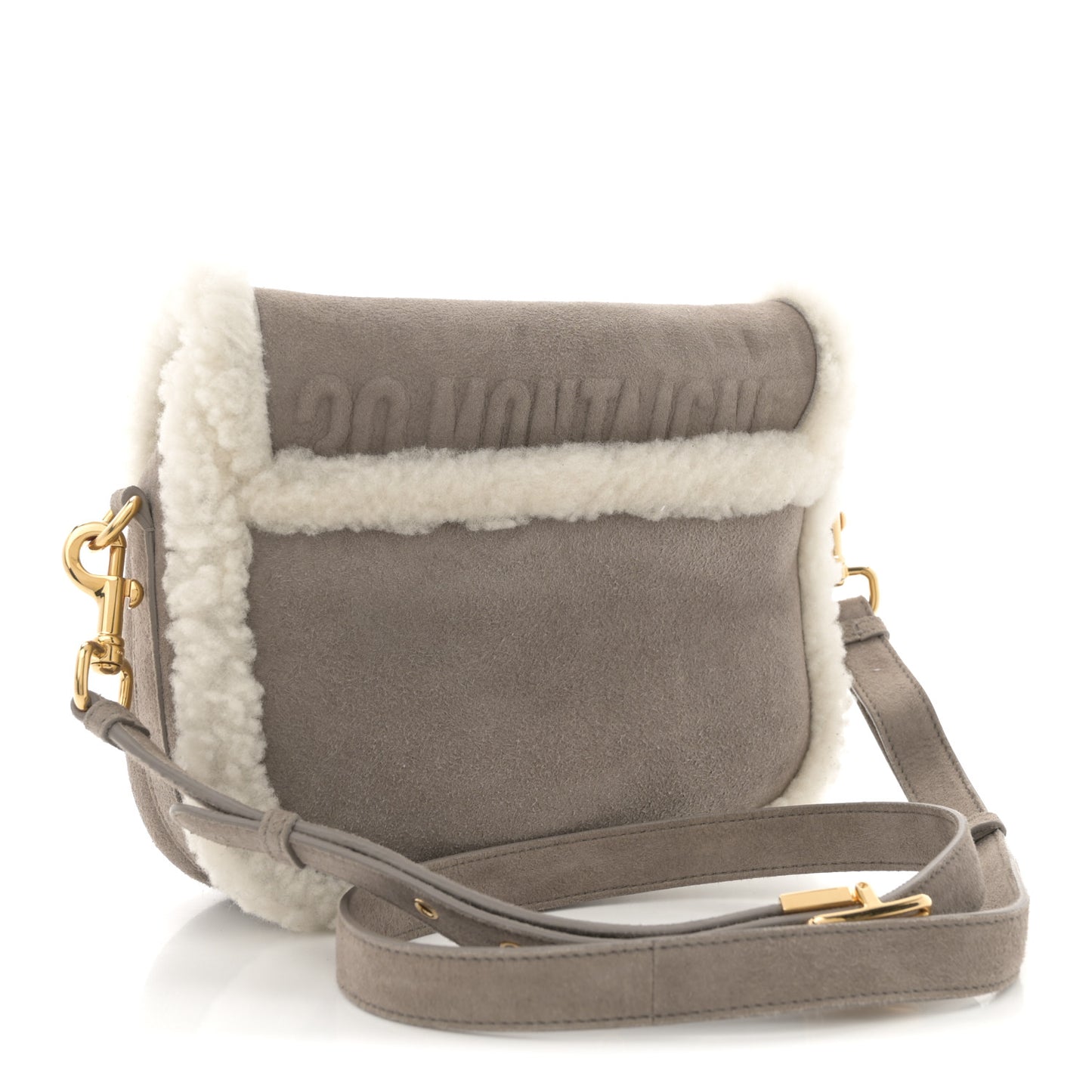 Suede Shearling Medium Bobby Flap Grey