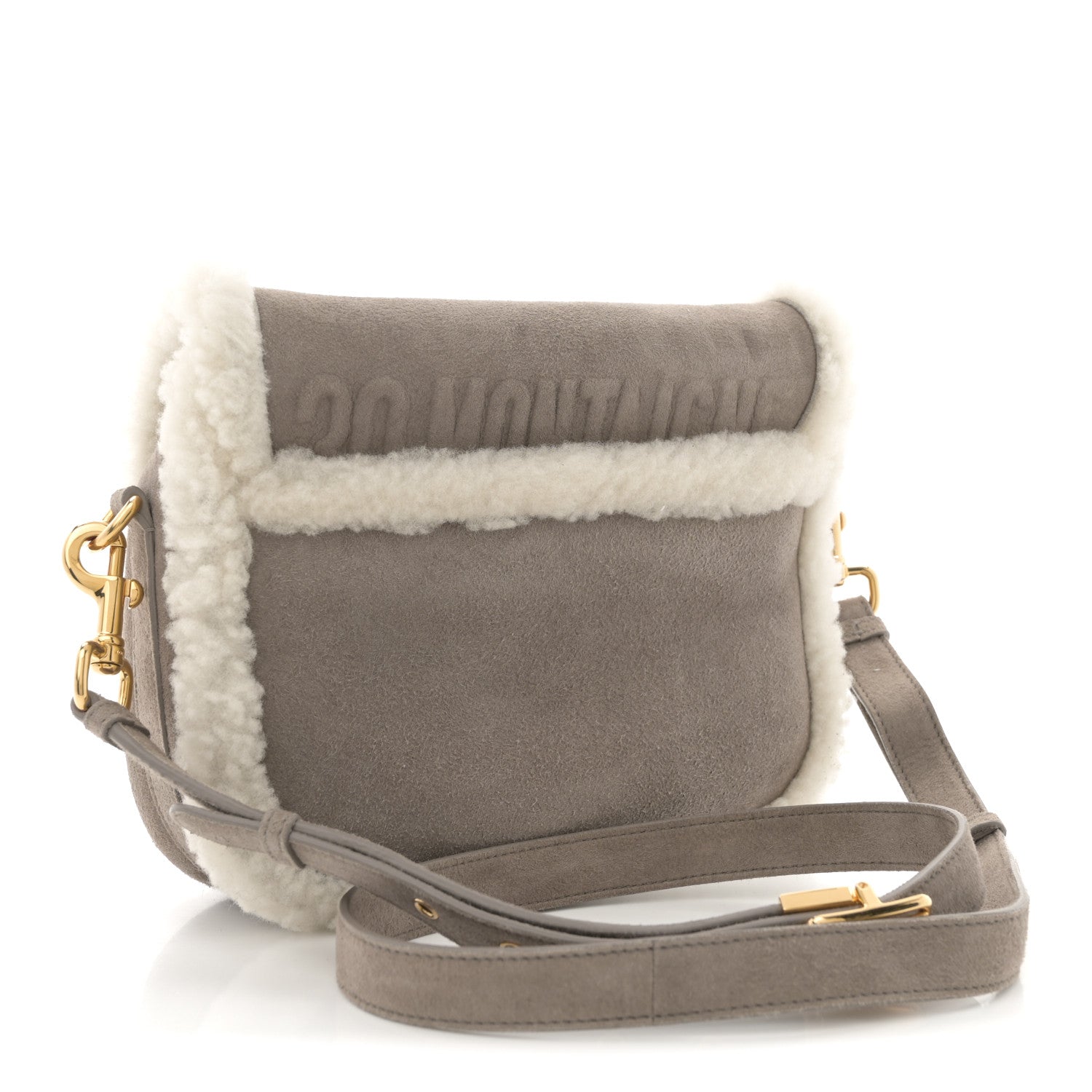 Christian Dior Suede Shearling Medium Bobby Flap Grey 3 of 11