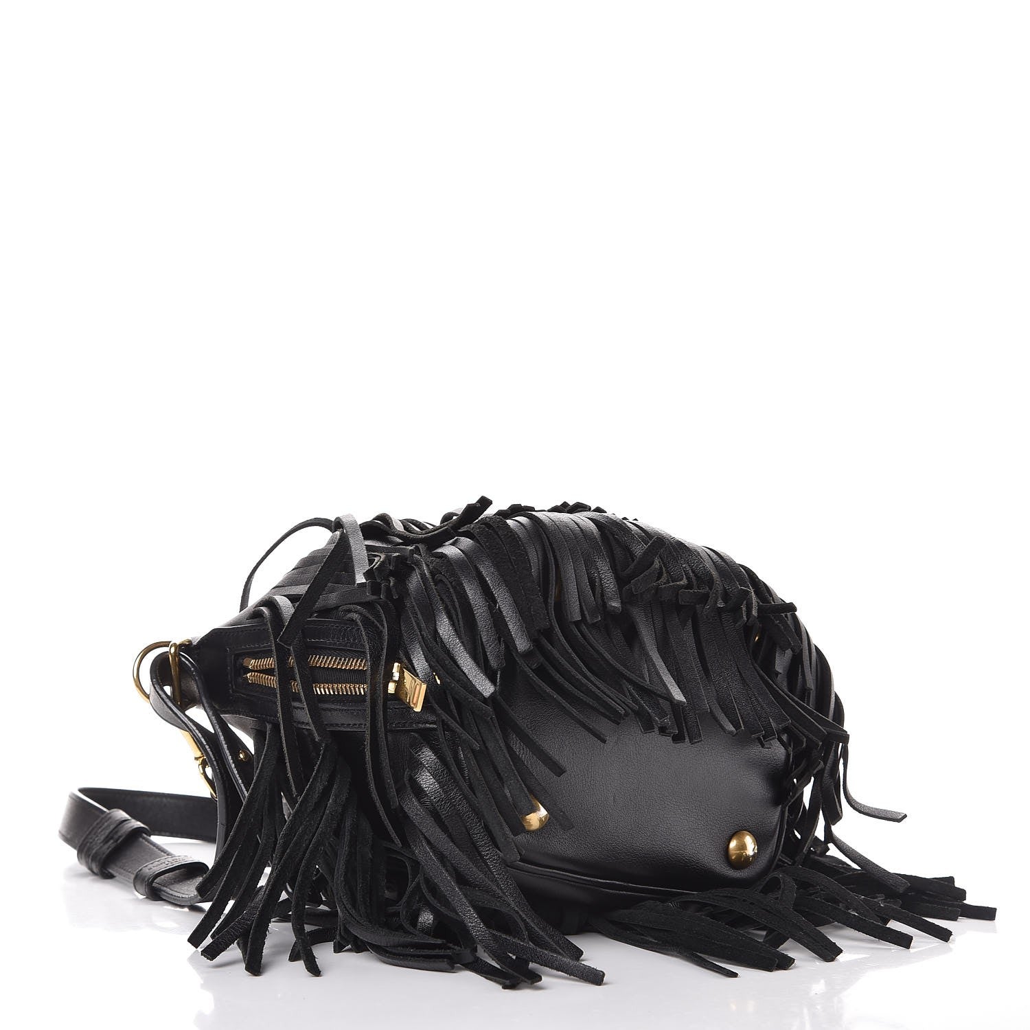 Saint Laurent Calfskin Small Emmanuelle Fringe Bucket Bag Black 5 of 19