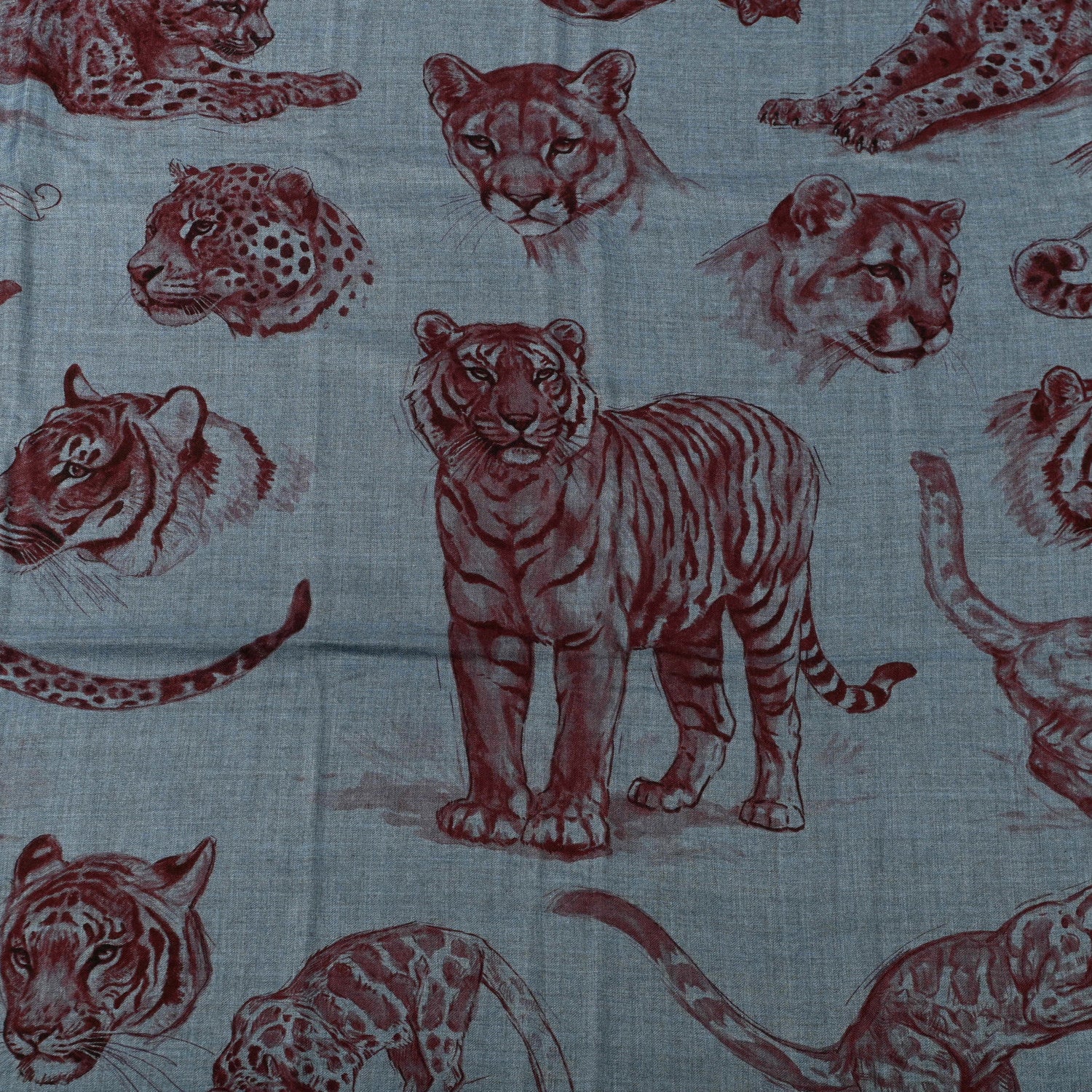 Hermes Cashmere Silk Dans L'atelier Shawl 140 Bleu Chine Prune Cassis 5 of 5
