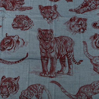 Hermes Cashmere Silk Dans L'atelier Shawl 140 Bleu Chine Prune Cassis 5 of 5