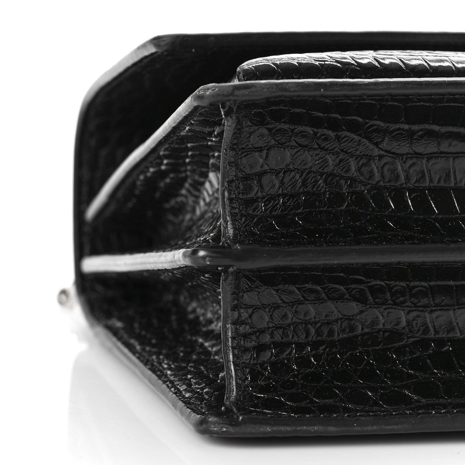 Saint Laurent Calfskin Crocodile Embossed Medium Monogram Sunset Black 8 of 9