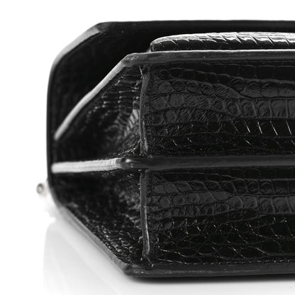 Saint Laurent Calfskin Crocodile Embossed Medium Monogram Sunset Black 8 of 9