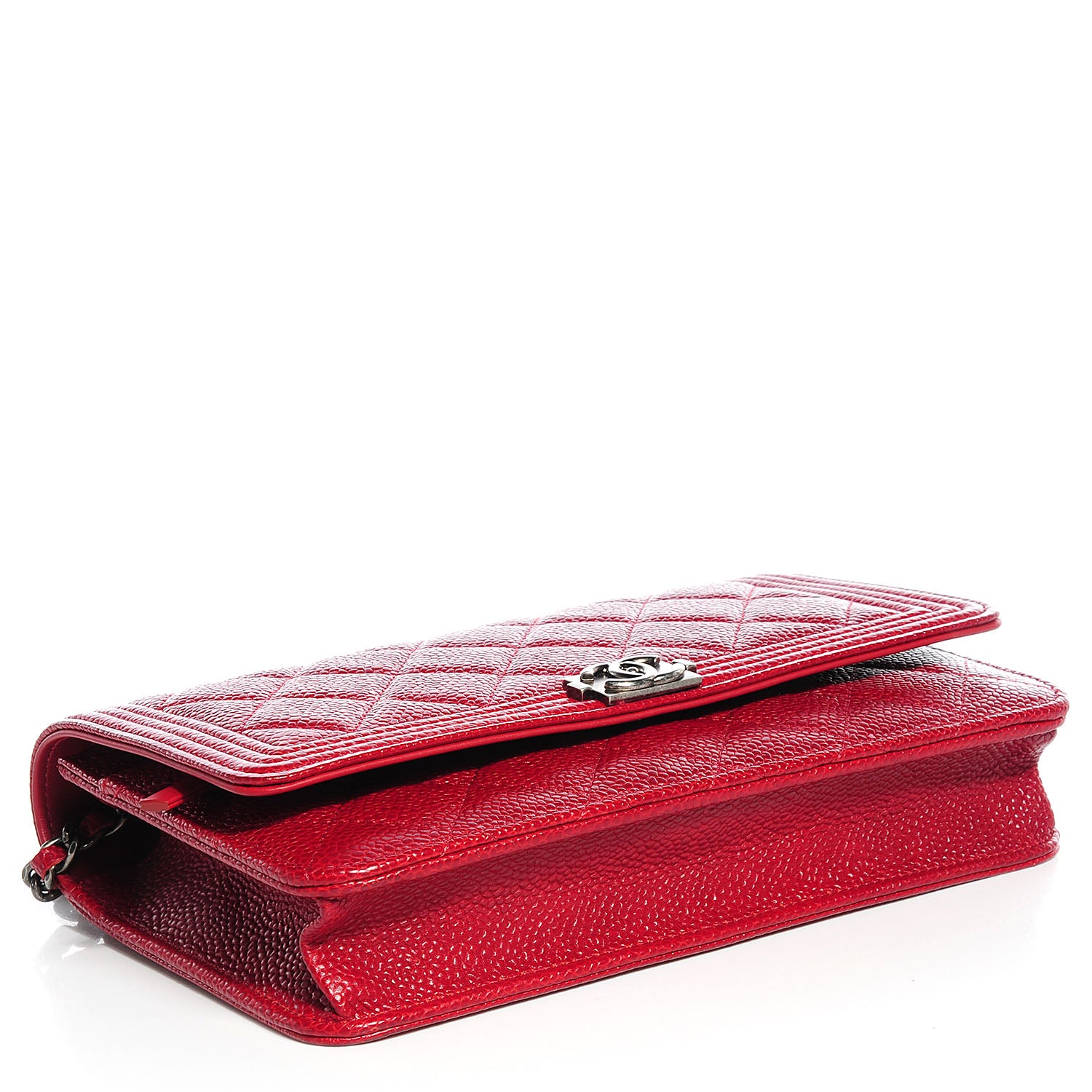 Chanel Caviar Quilted Boy Wallet On Chain WOC Red 4 of 8