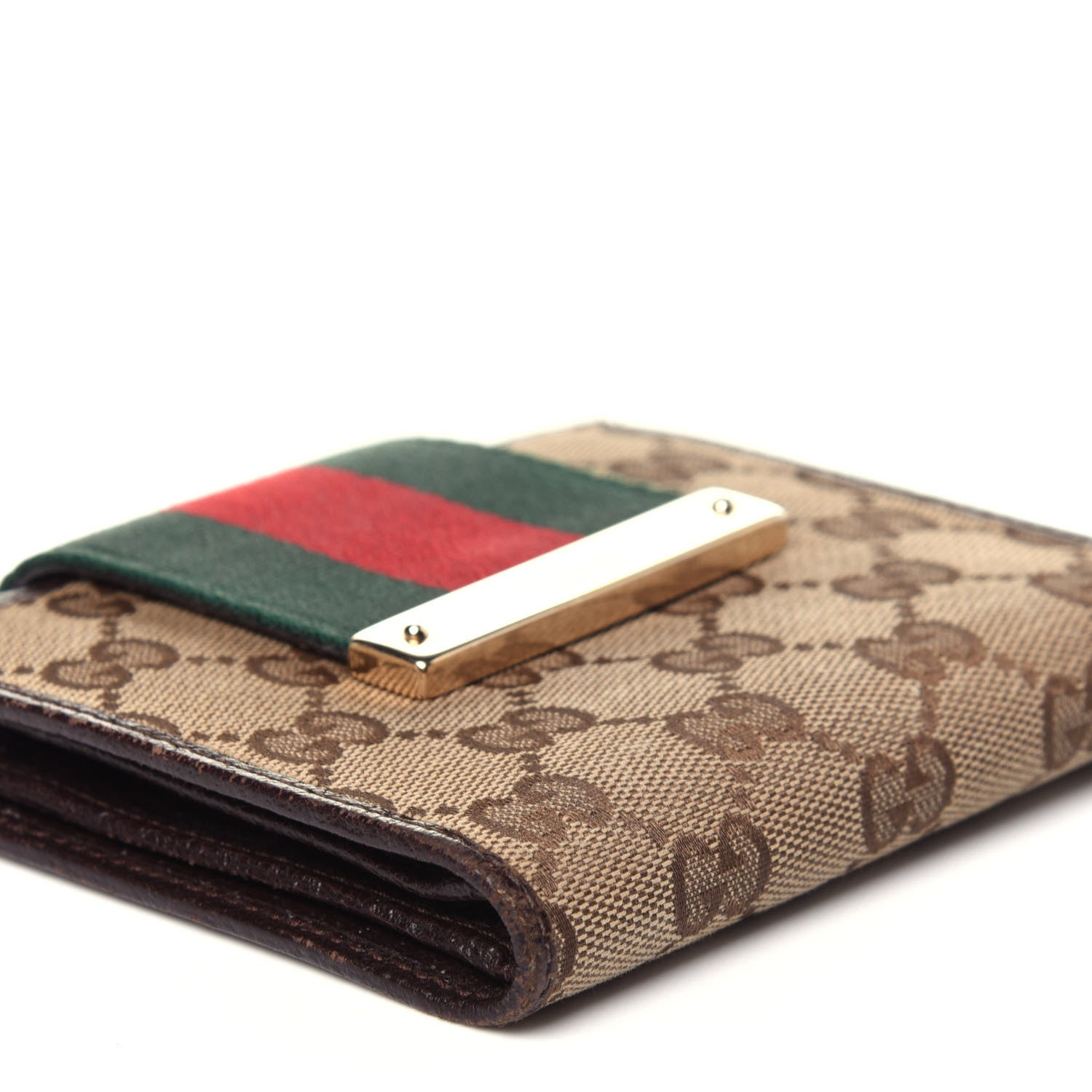Gucci Monogram Web Ladies Web French Wallet Brown 7 of 13