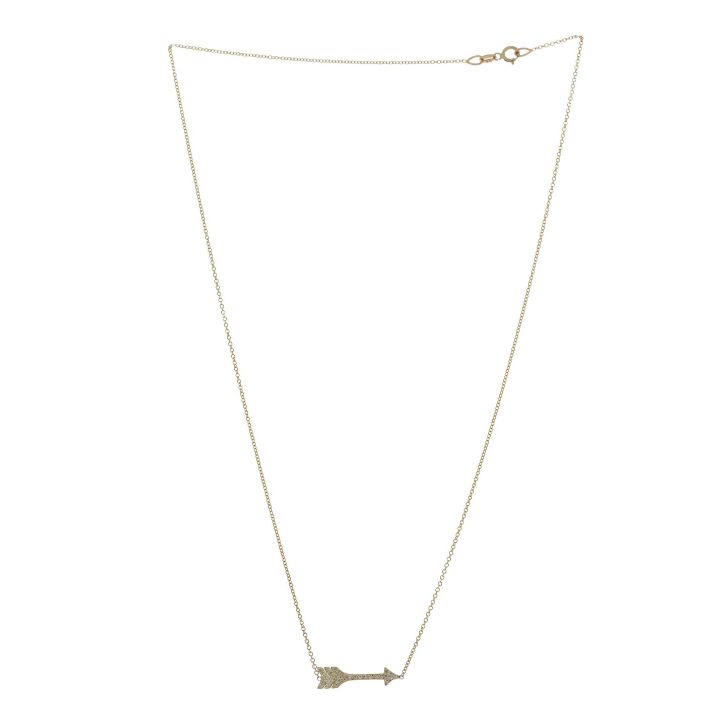 18K Yellow Gold Diamond Arrow Necklace