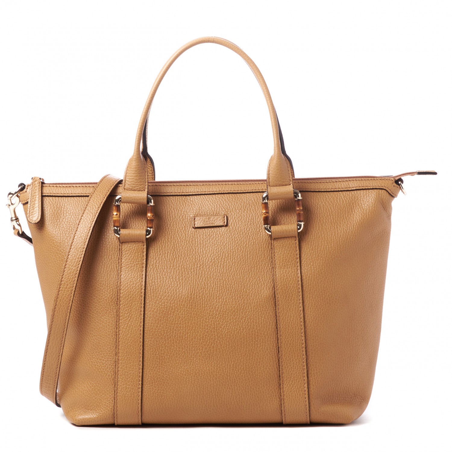 Gucci Calfskin Bamboo Top Handle Tote Tan 1 of 8