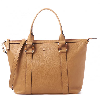 Gucci Calfskin Bamboo Top Handle Tote Tan 1 of 8