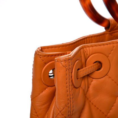 Chanel Lambskin Tortoise Drawstring Tote Orange 11 of 14