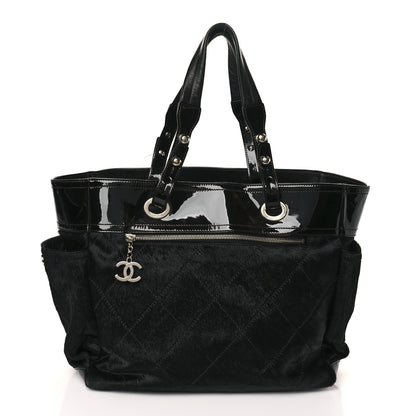 Chanel Patent Pony Hair Quilted Paris Biarritz Tote Black 2 of 10