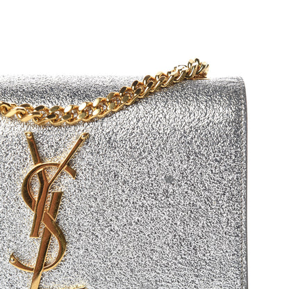 Saint Laurent Metallic Calfskin Small Classic Monogram Kate Satchel Pale Gold 13 of 18