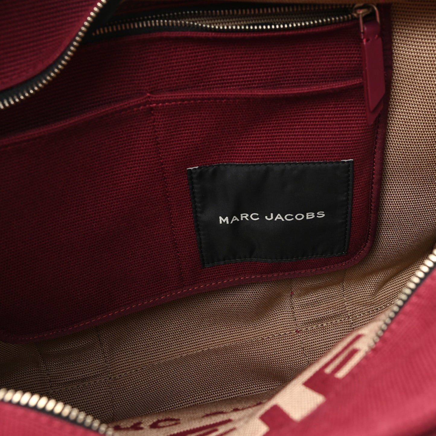 Jacquard Large The Traveler Tote Bag Burgundy Beige