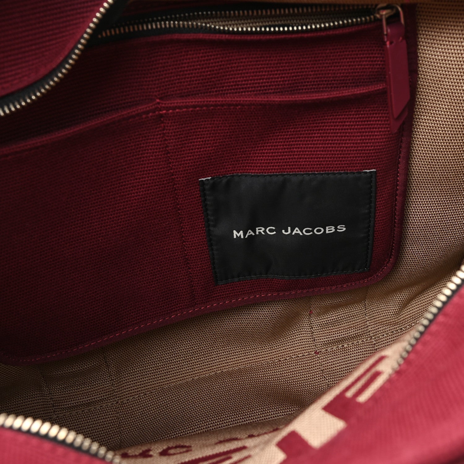 Marc Jacobs Jacquard Large The Traveler Tote Bag Burgundy Beige 6 of 10