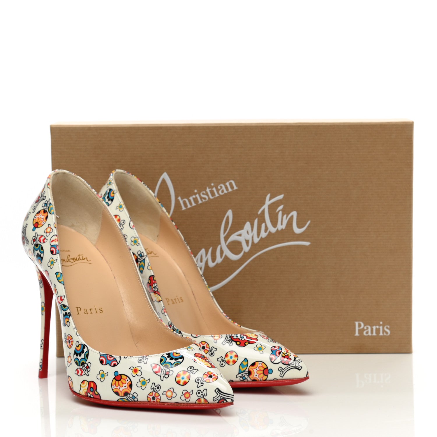 Christian Louboutin Patent Pigalle Follies Fiori 100 Pumps 35.5 Latte 8 of 8