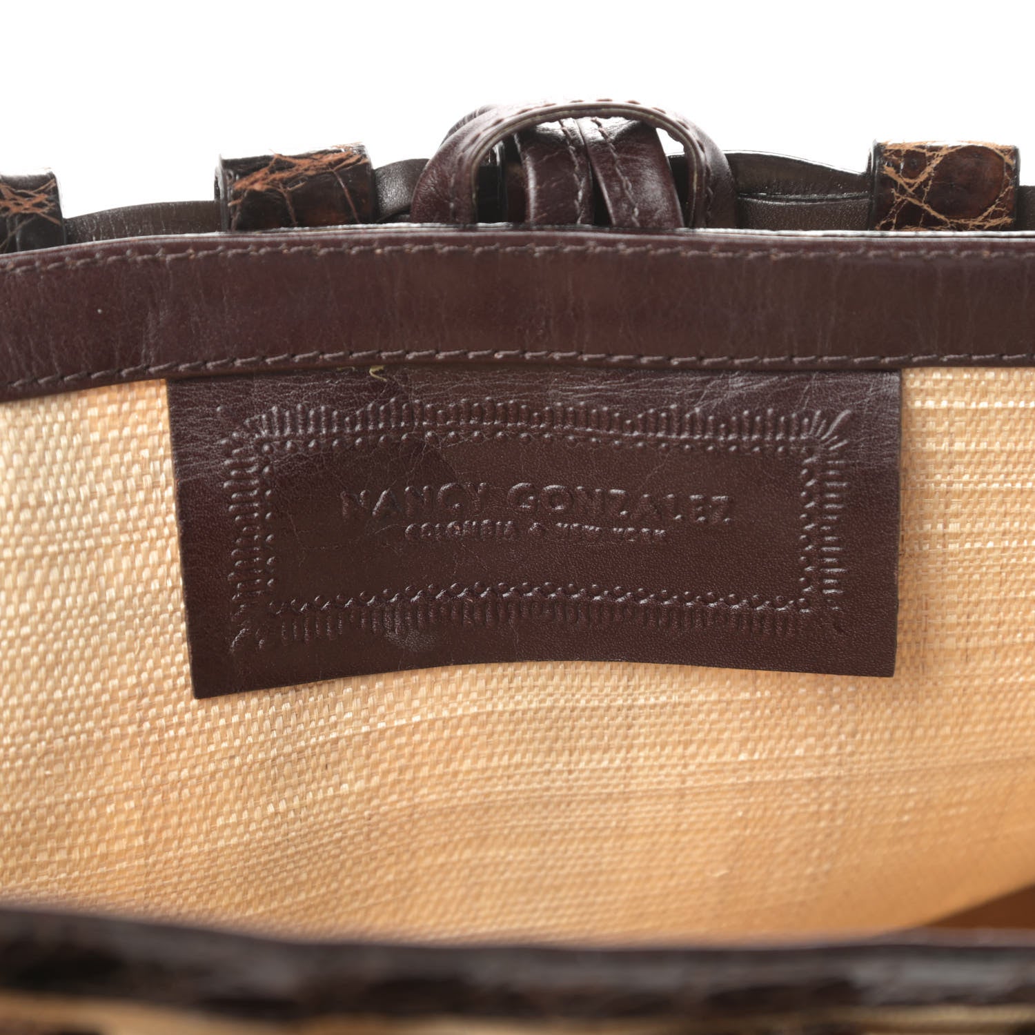 Nancy Gonzalez Crocodile Woven Tote Brown 6 of 13