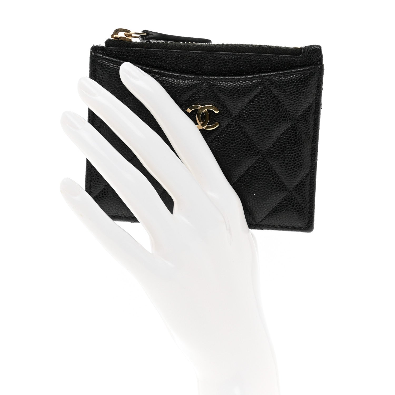 Chanel Caviar Quilted CC Zip Card Holder Black 2 of 9