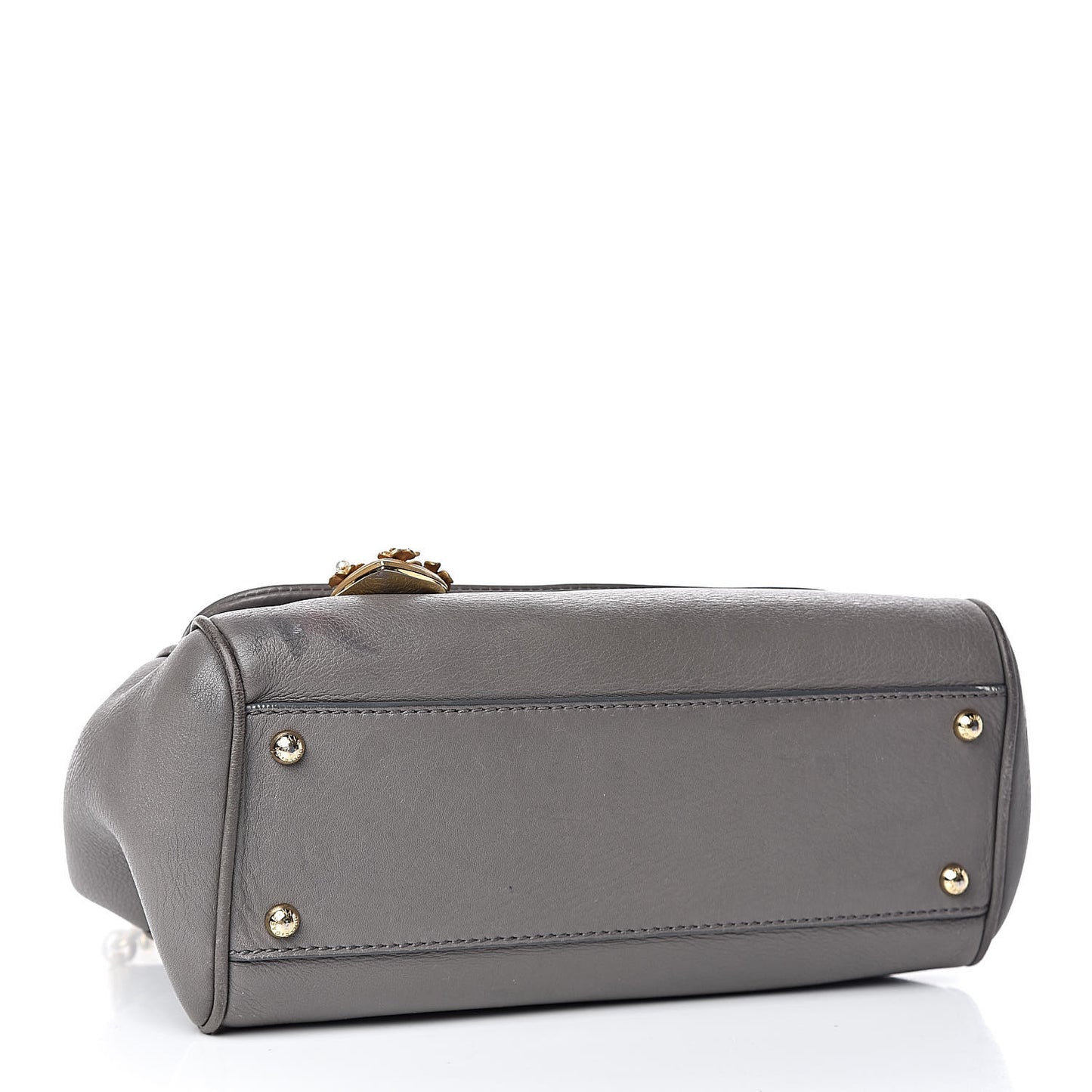 Grained Deerskin Medium Miss Sicily Satchel Grey