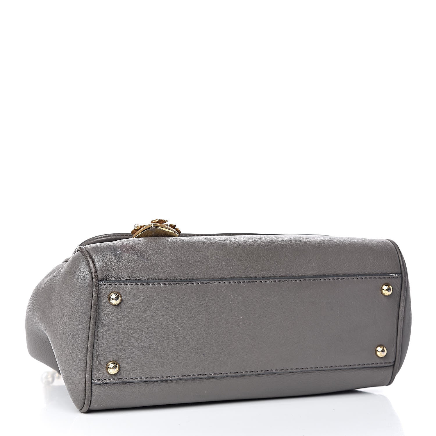 Dolce & Gabbana Grained Deerskin Medium Miss Sicily Satchel Grey 4 of 12