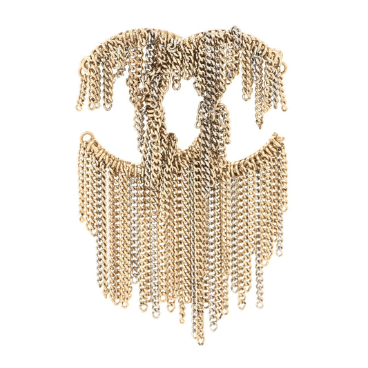 Chain Fringe CC Brooch Gold