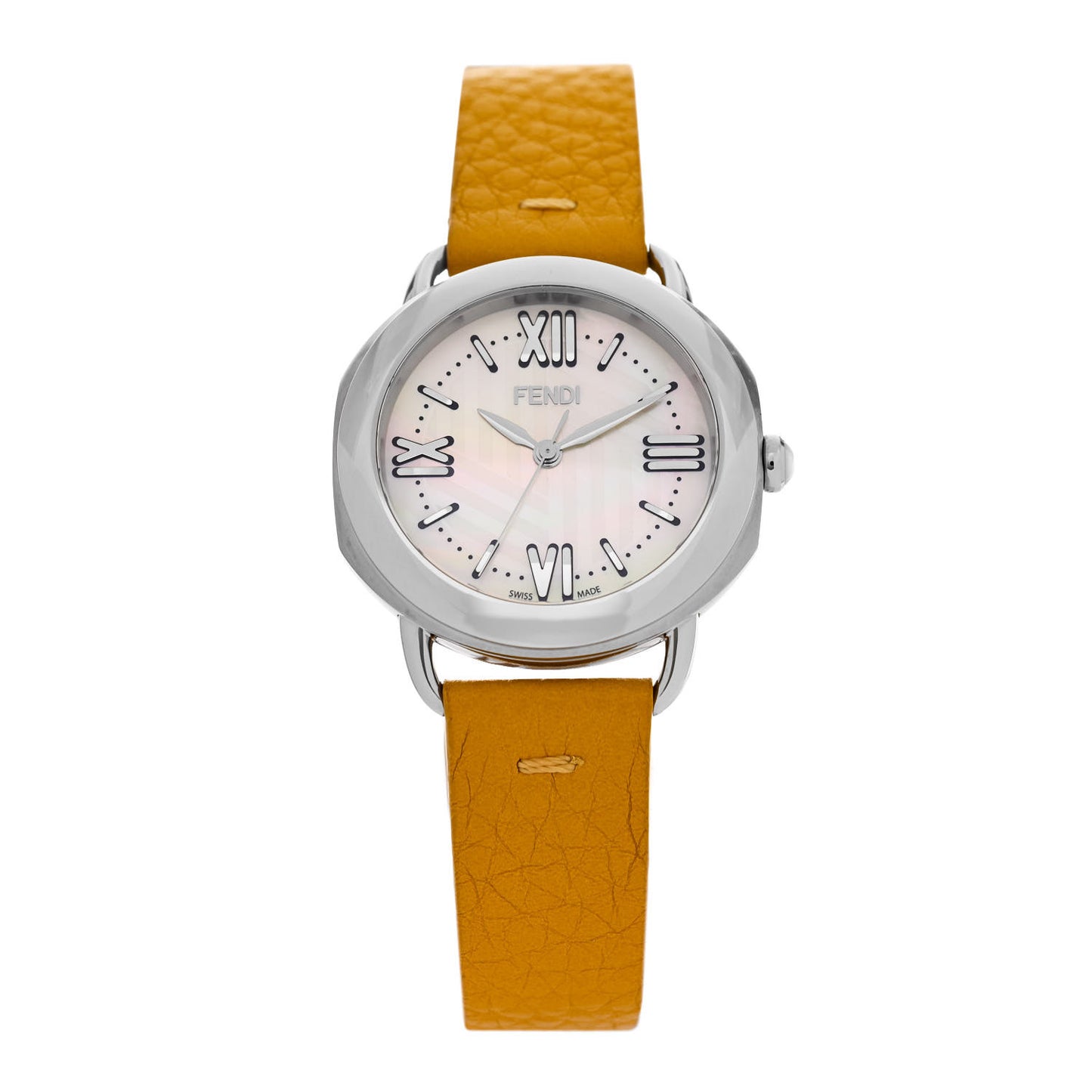 Stainless Steel Calfskin Mother of Pearl 36mm Selleria Quartz Watch Yellow